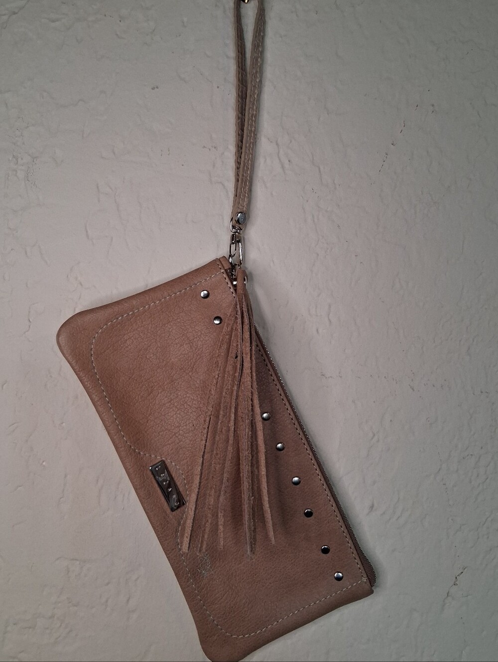 Lazaro Wristlet Clutch in Taupe Tan with Tassel Accent Coastal Cowgirl